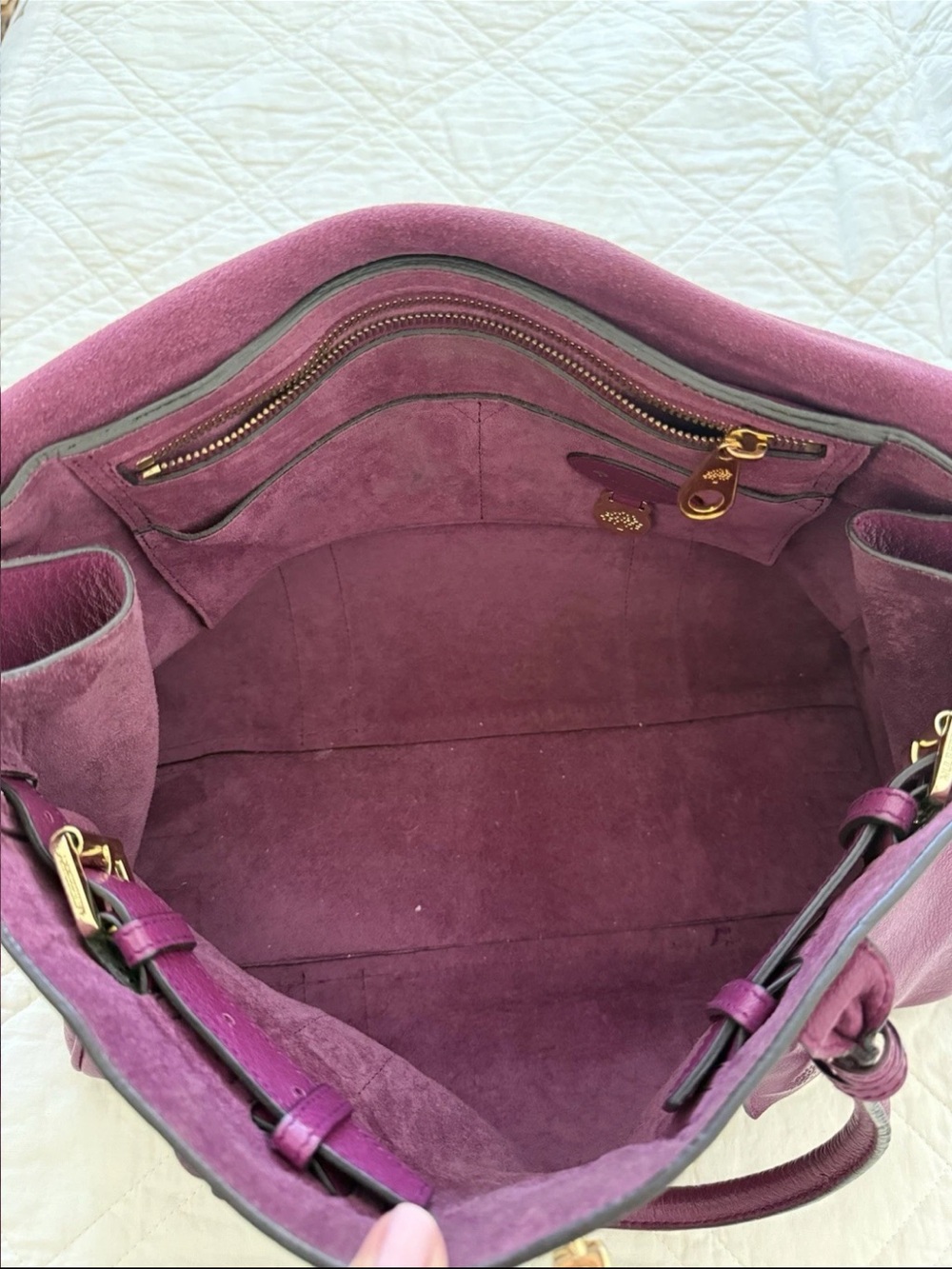 Mulberry Plum Leather Satchel with Gold Hardware - Picture 8 of 11